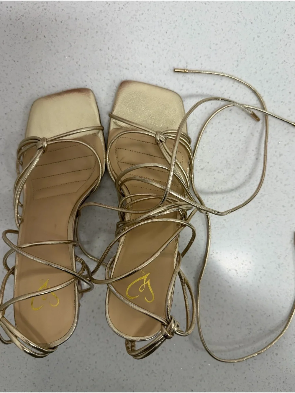 Windsor Metallic Gold Lace-Up Strappy Heels